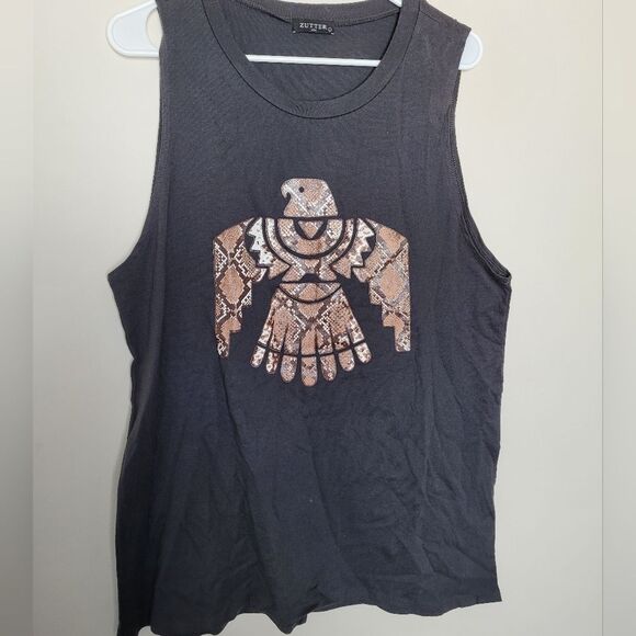 Zutter Women's Falcon Bird Tank Top Ringer Black Biker Motorcyle Punk Grunge - Picture 3 of 8